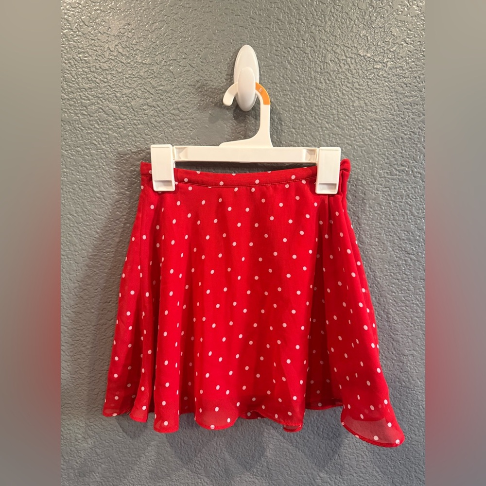 Girls Red White Size Small 6/7 Art Class Polka Dot Skirt